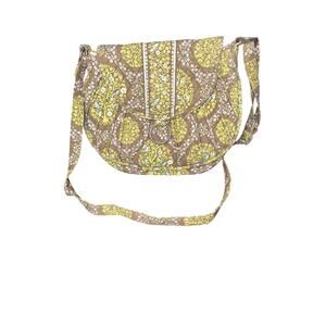 Vera Bradley Crossbody Messenger Bag Brown Quilted Cotton Adjustable Strap